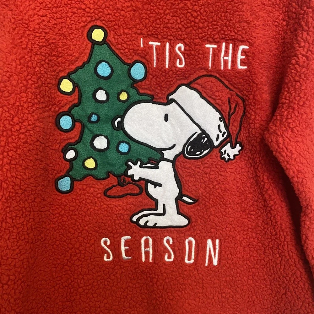 Peanuts the season Sherpa pull‎ over sweater youth extra large Christmas